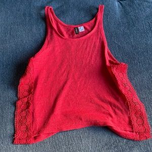 Crochet / lace red tank